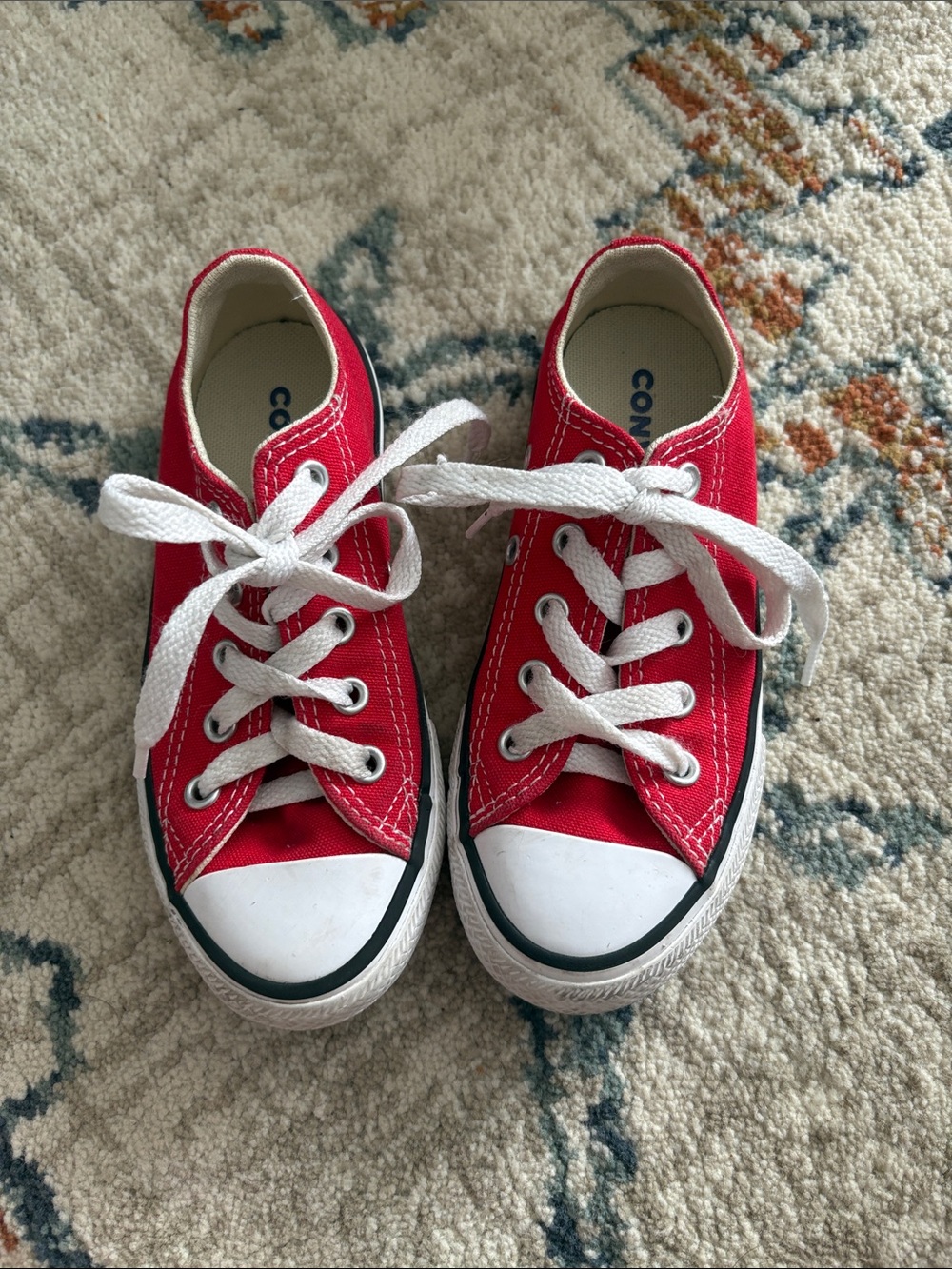 Converse Kids Red Low-Top Canvas Sneakers with White Laces